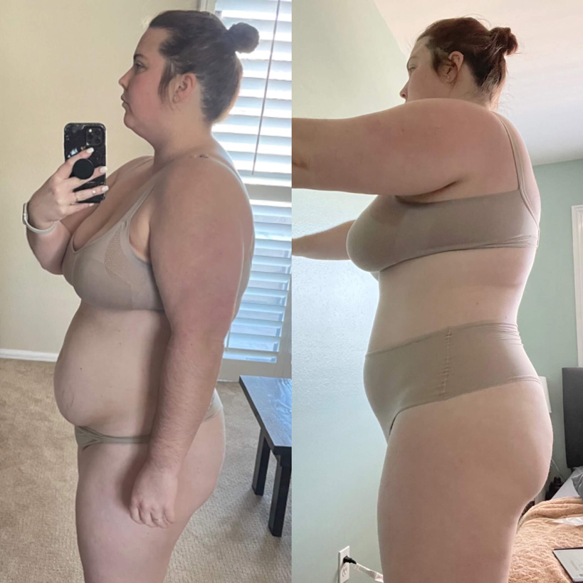 Bliss's clients showing of the pounds they lost and achieve their dream body