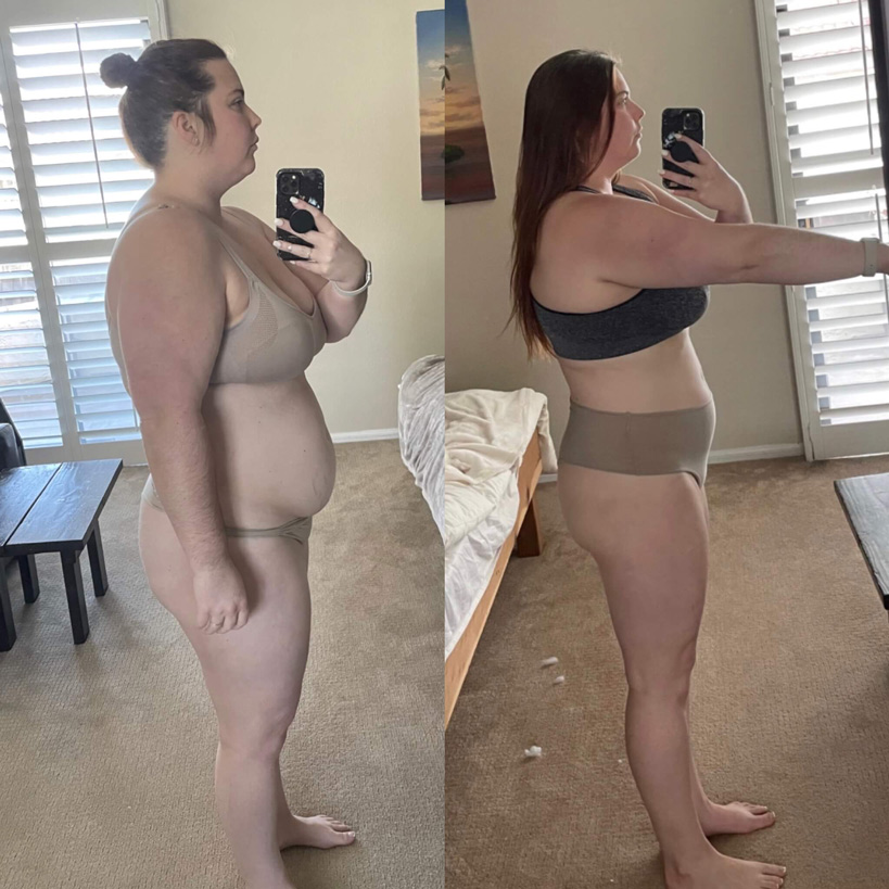 Bliss's clients showing of the pounds they lost and achieve their dream body