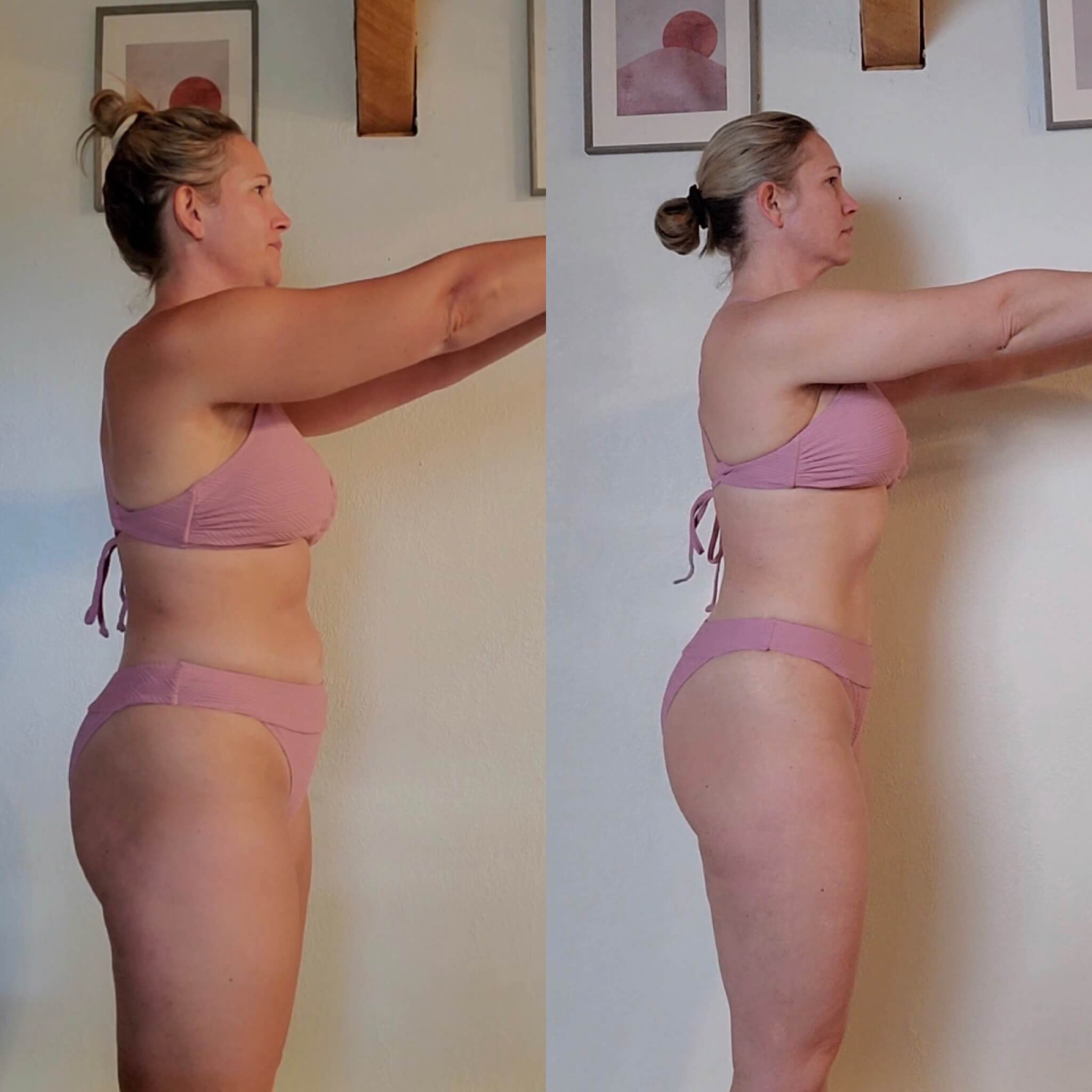 Bliss's clients showing of the pounds they lost and achieve their dream body