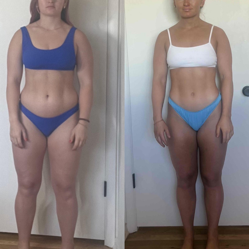 Bliss's clients showing of the pounds they lost and achieve their dream body