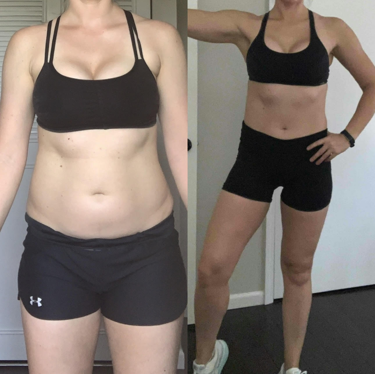 Bliss's clients showing of the pounds they lost and achieve their dream body