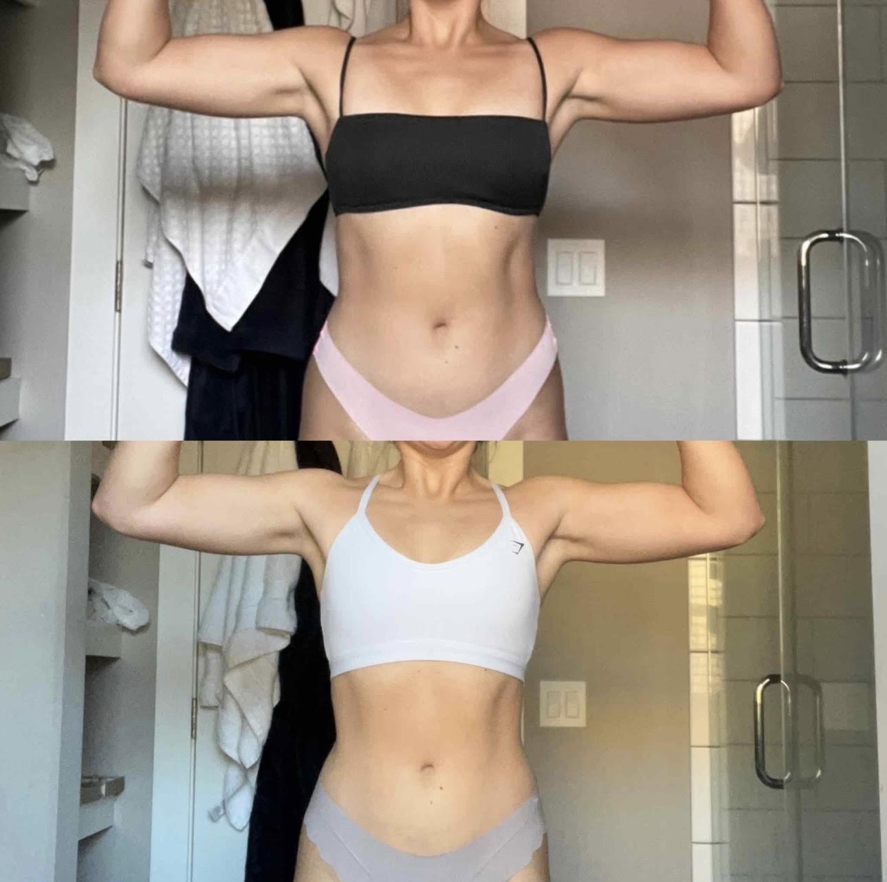 Bliss's clients showing of the pounds they lost and achieve their dream body