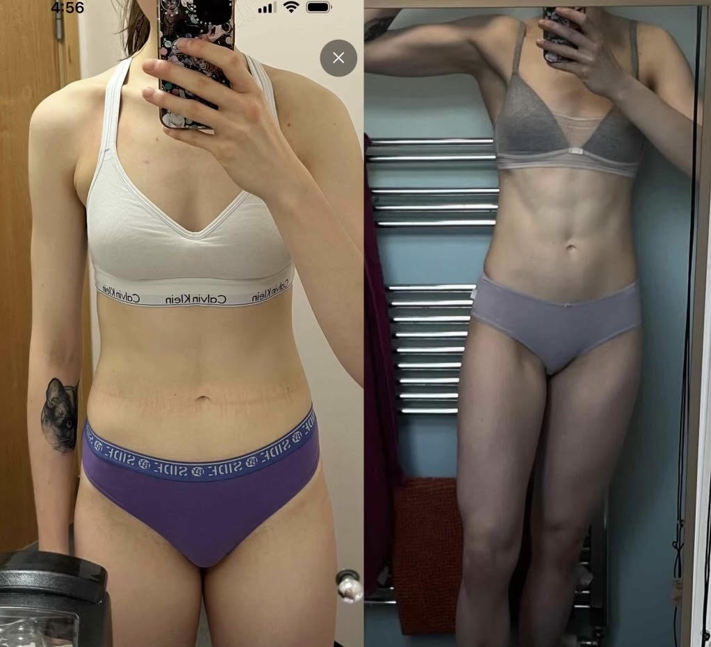 Bliss's clients showing of the pounds they lost and achieve their dream body