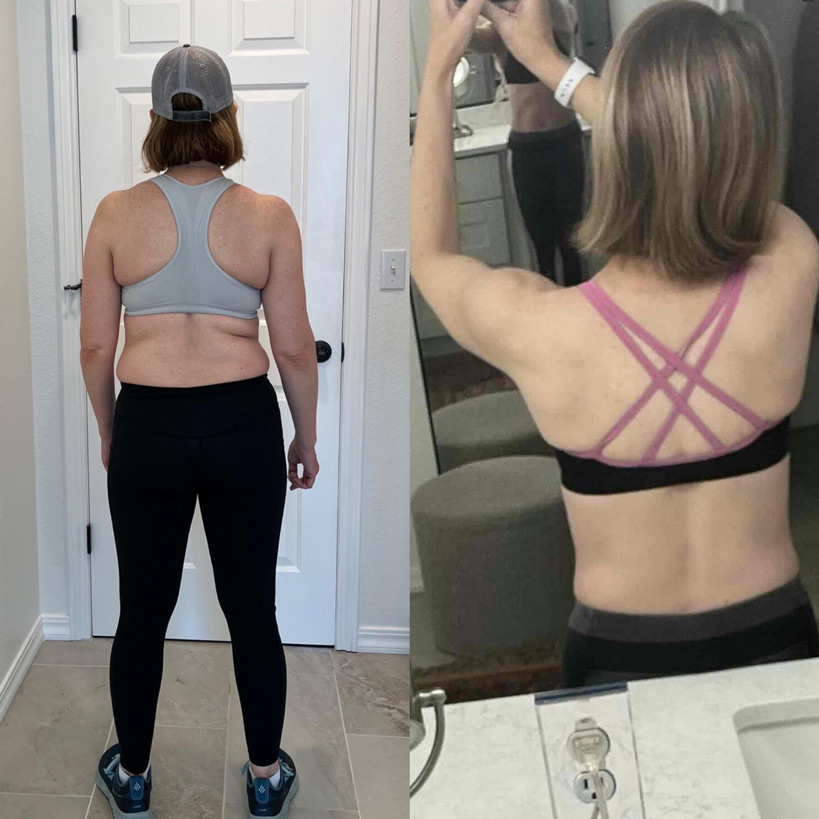 Bliss's clients showing of the pounds they lost and achieve their dream body