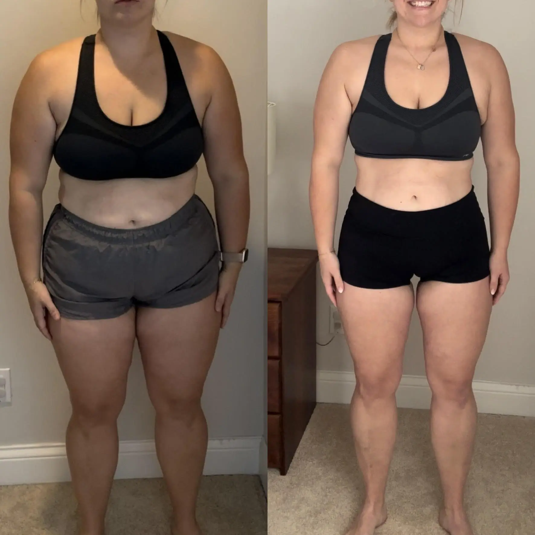 Bliss's clients showing of the pounds they lost and achieve their dream body