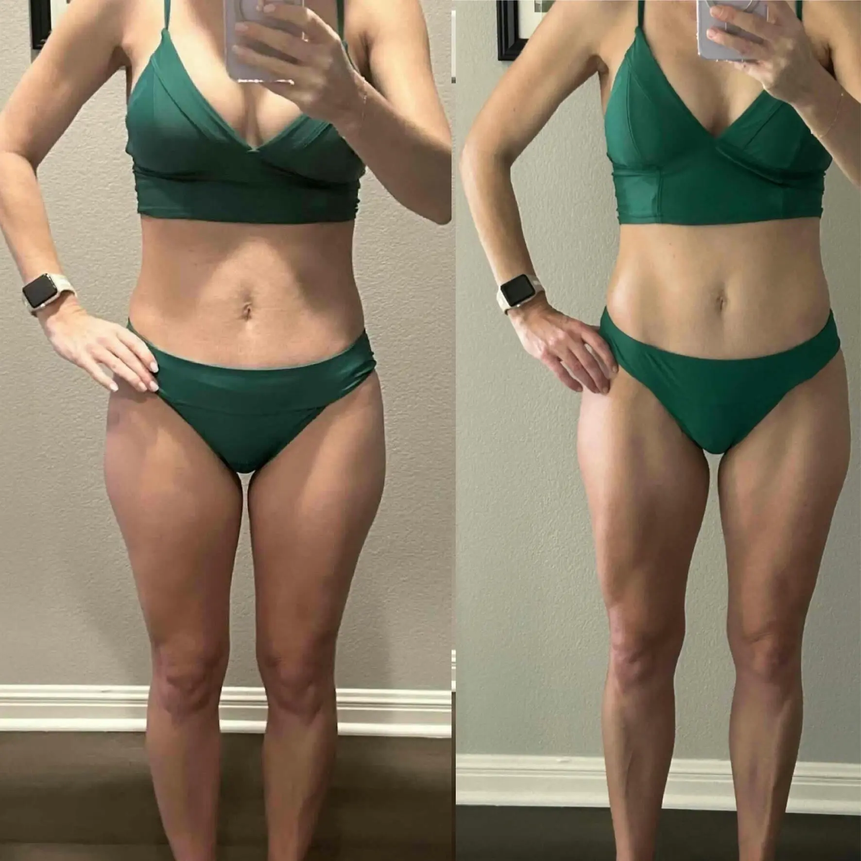 Bliss's clients showing of the pounds they lost and achieve their dream body