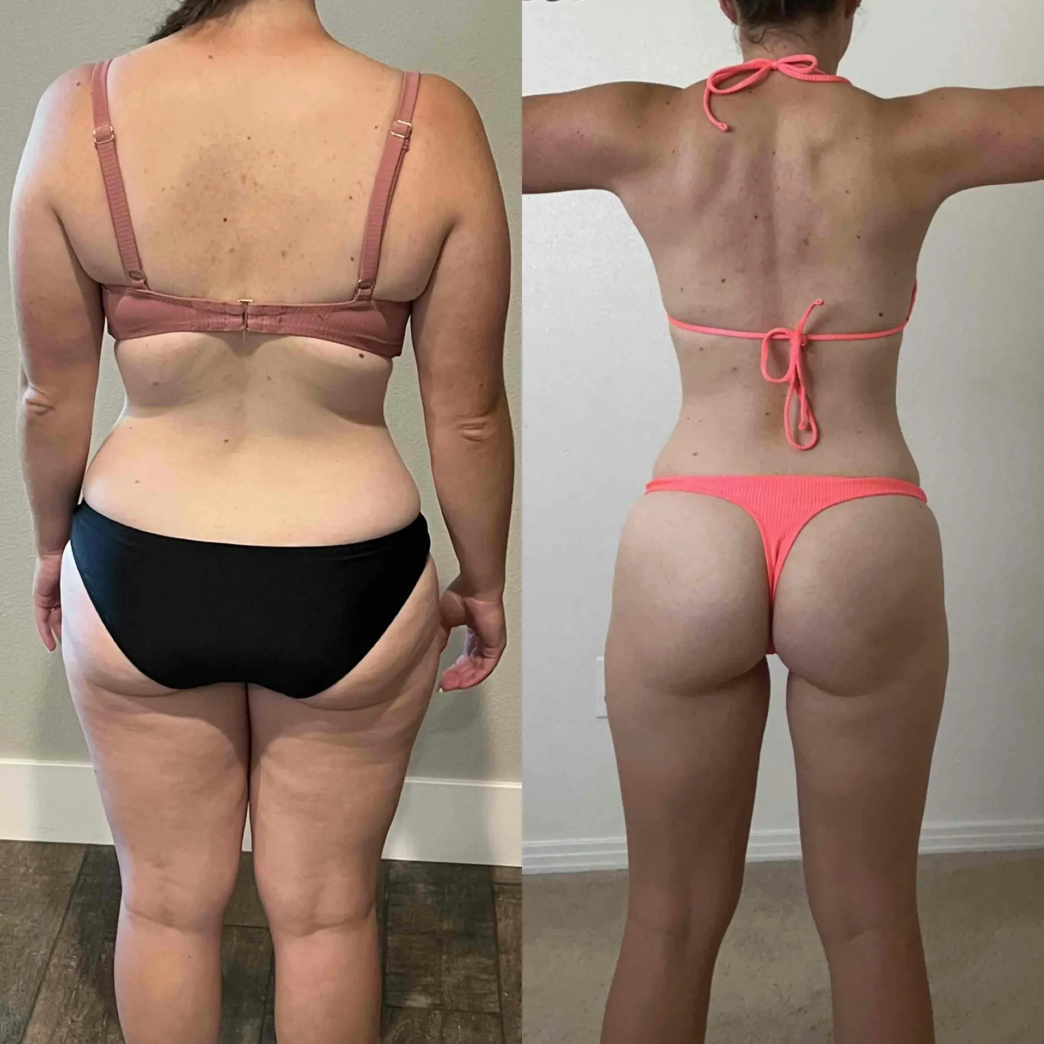 Bliss's clients showing of the pounds they lost and achieve their dream body