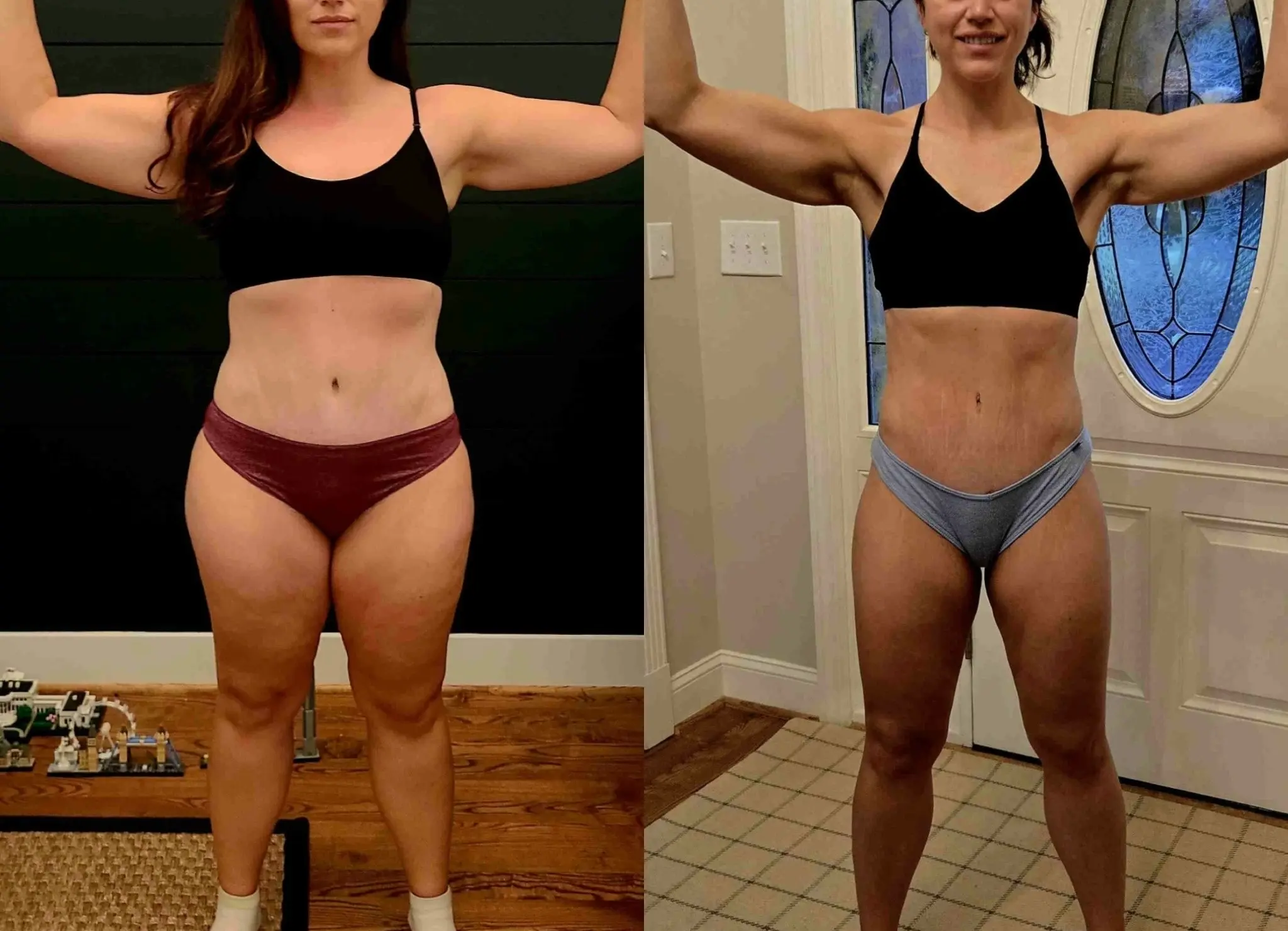 Bliss's clients showing of the pounds they lost and achieve their dream body