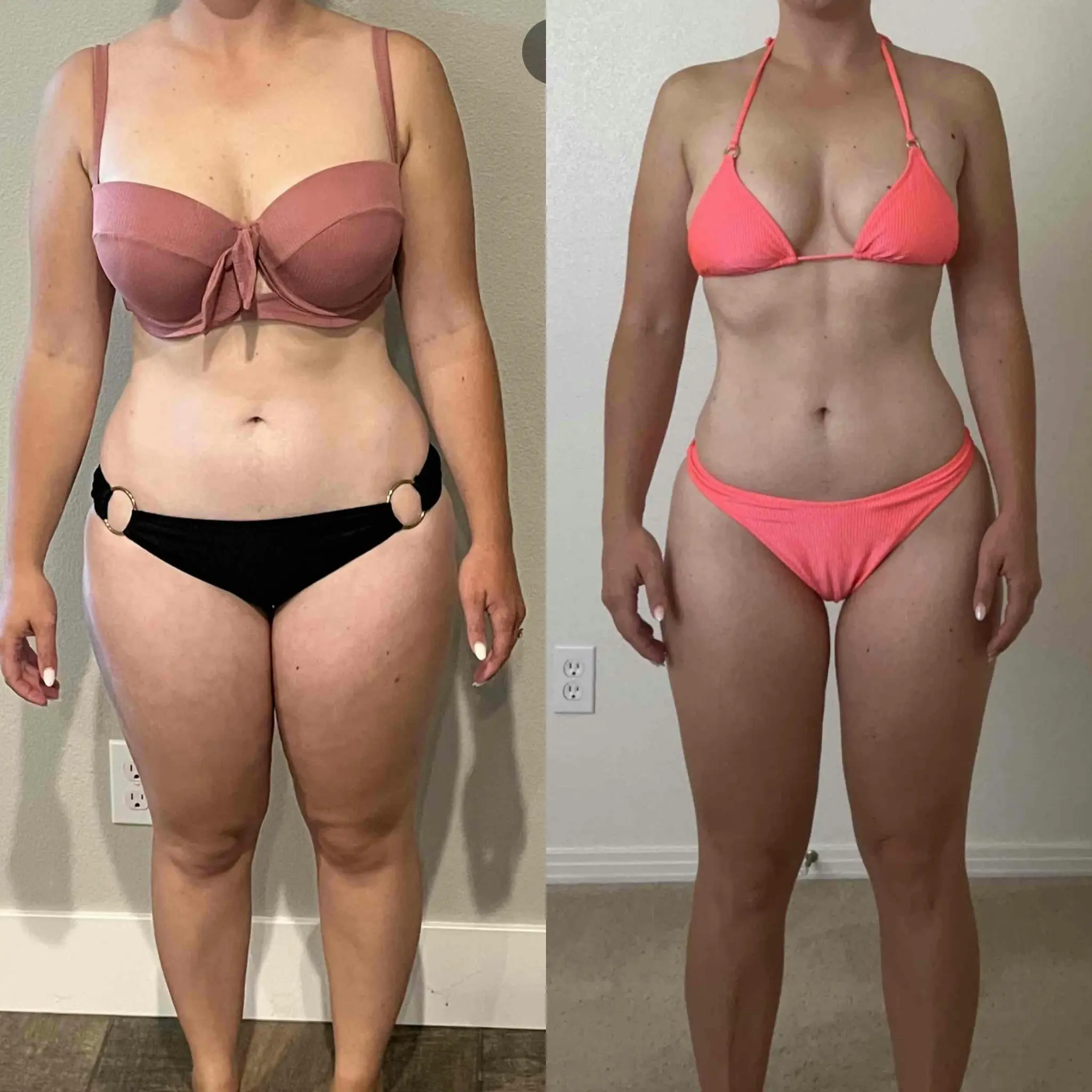 Bliss's clients showing of the pounds they lost and achieve their dream body