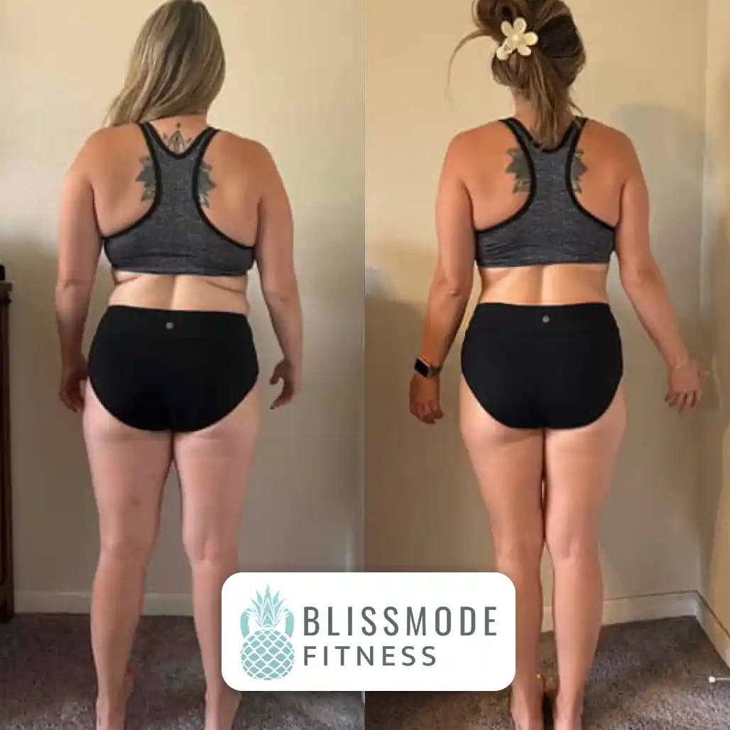 Bliss's clients showing of the pounds they lost and achieve their dream body