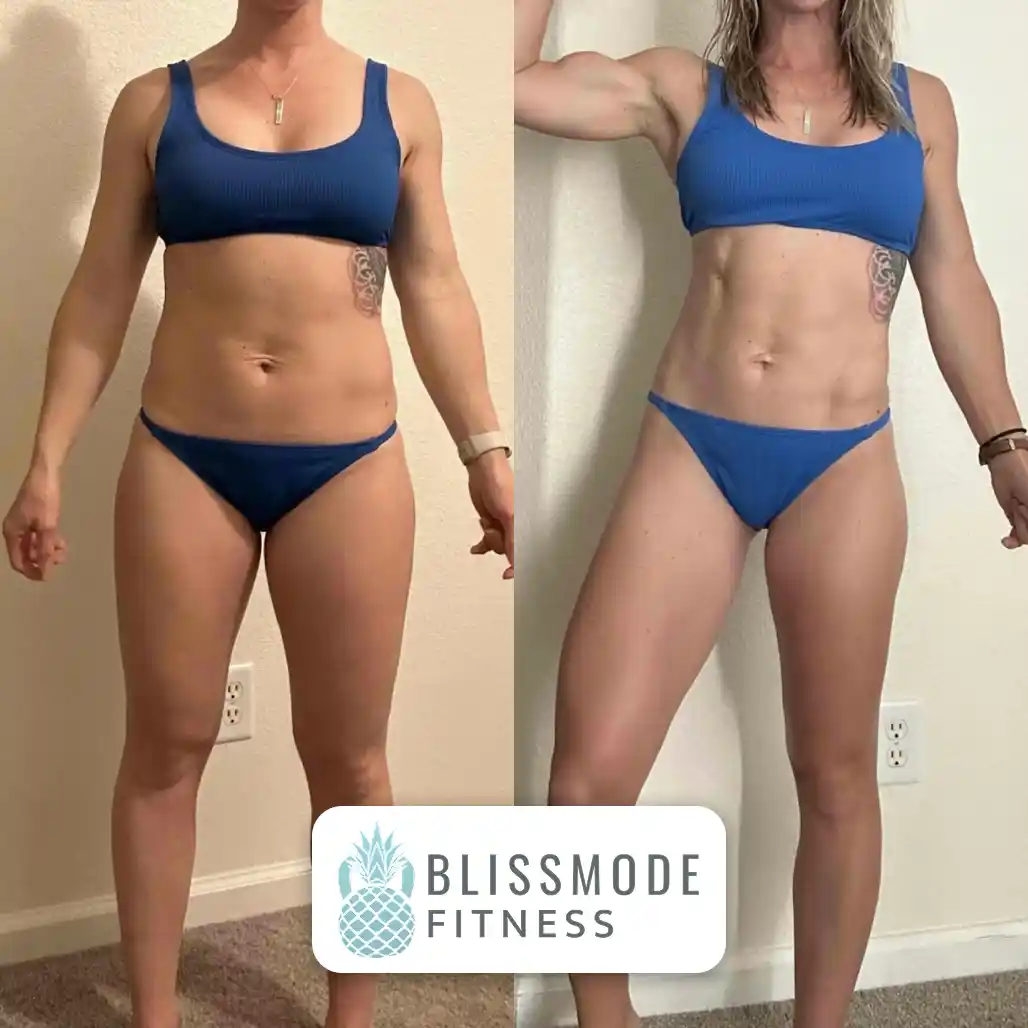 Bliss's clients showing of the pounds they lost and achieve their dream body