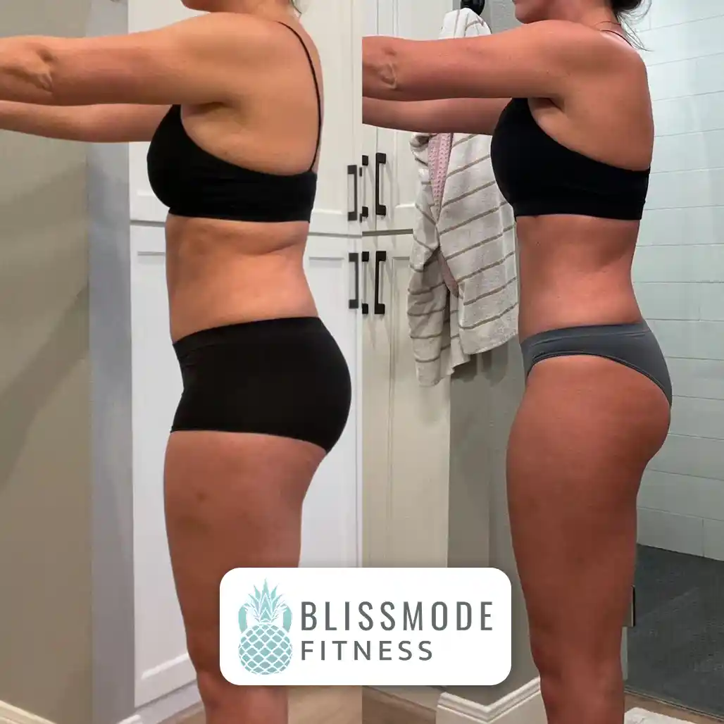 Bliss's clients showing of the pounds they lost and achieve their dream body