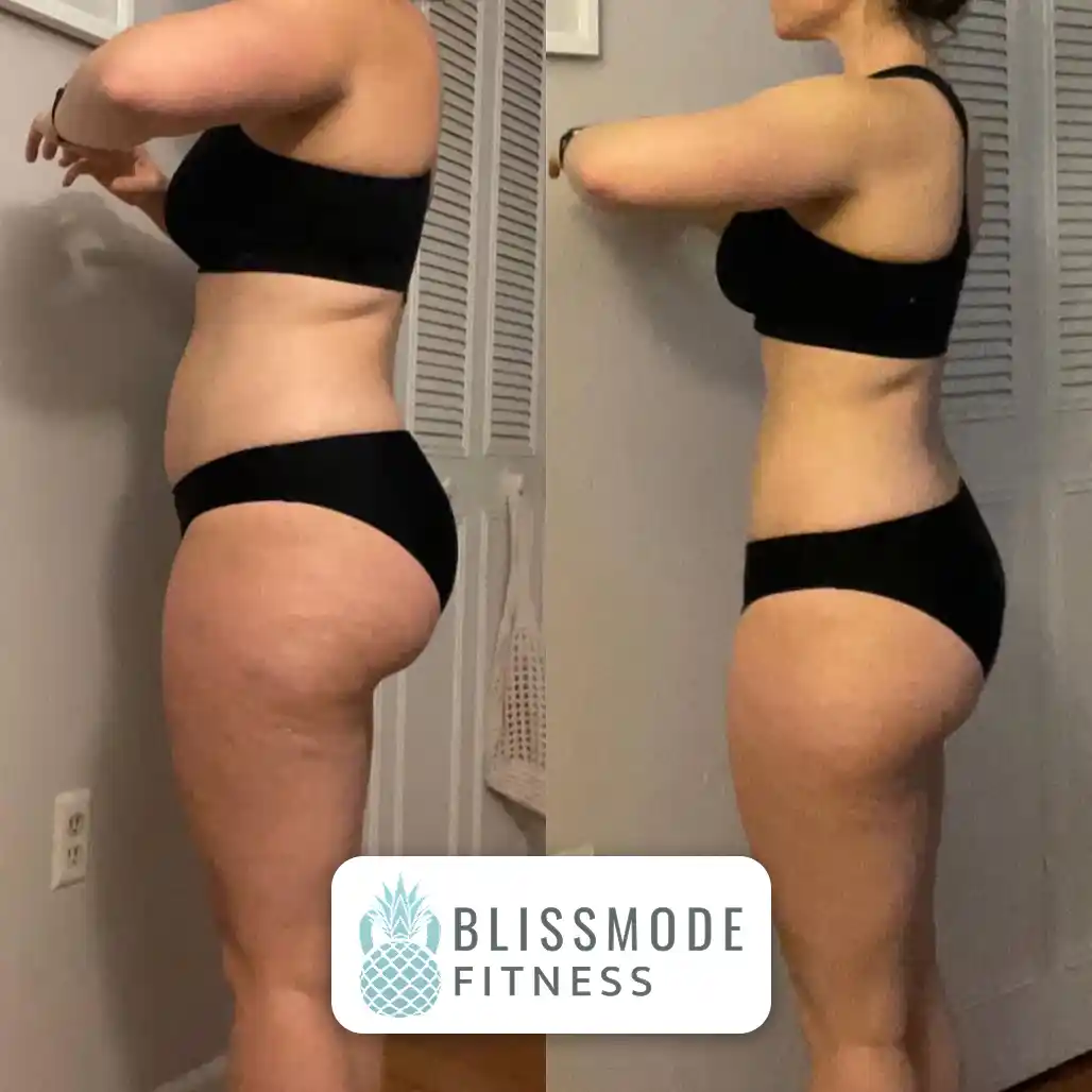 Bliss's clients showing of the pounds they lost and achieve their dream body