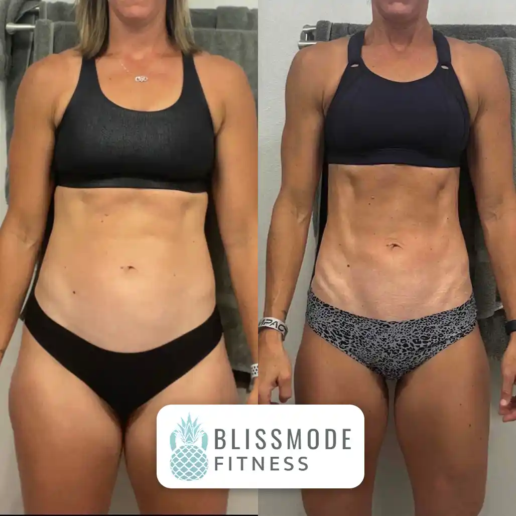 Bliss's clients showing of the pounds they lost and achieve their dream body